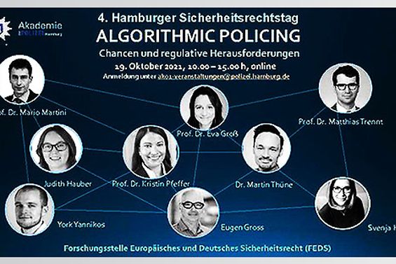 Grafik der Dozenten der Forschungsstelle für Europäisches und Deutsches Sicherheitsrecht zum 4. Hamburger Sicherheitsrechtstag